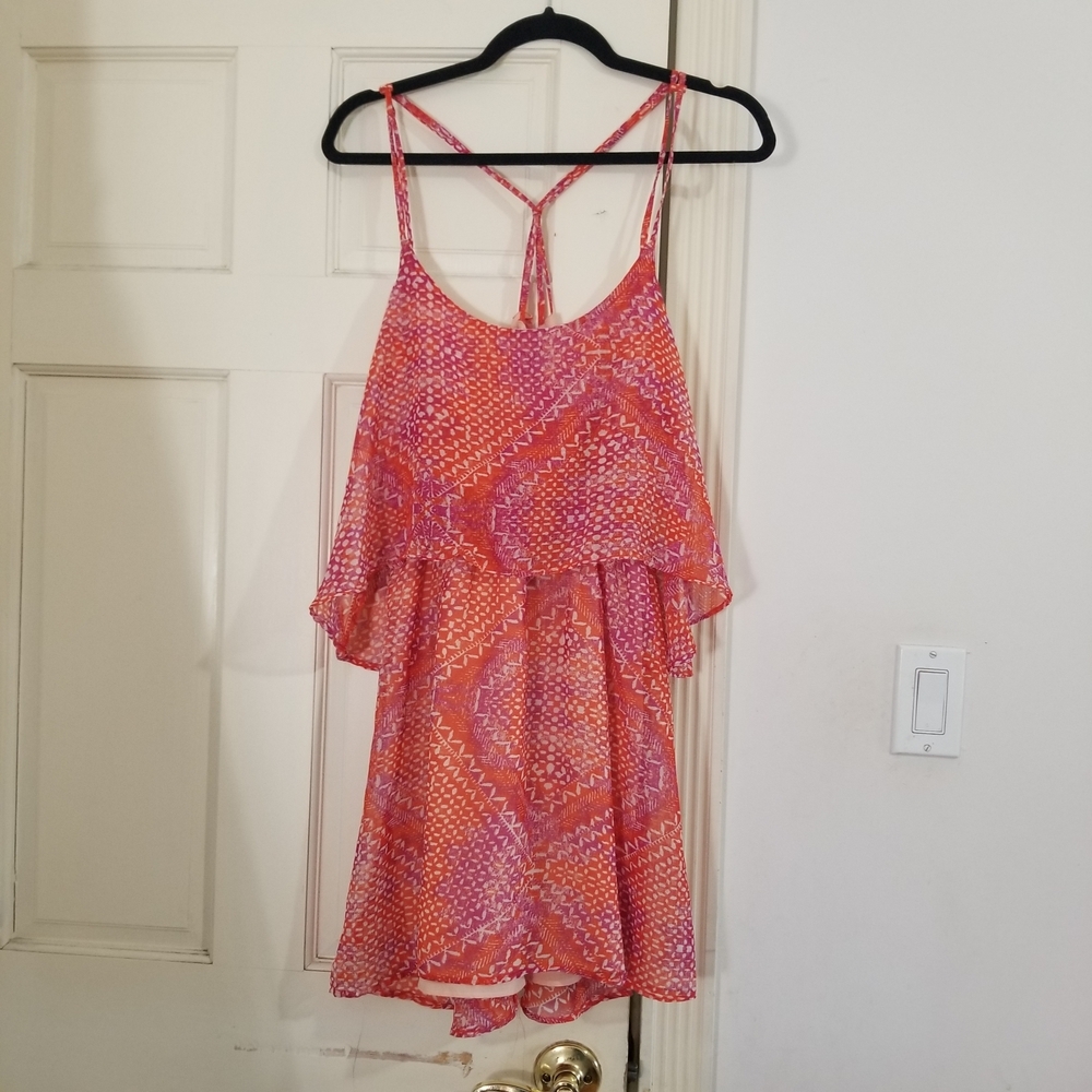 Ecote Pink and Purple and white Mini Dress spaghetti straps women size M (339) - Picture 2 of 15